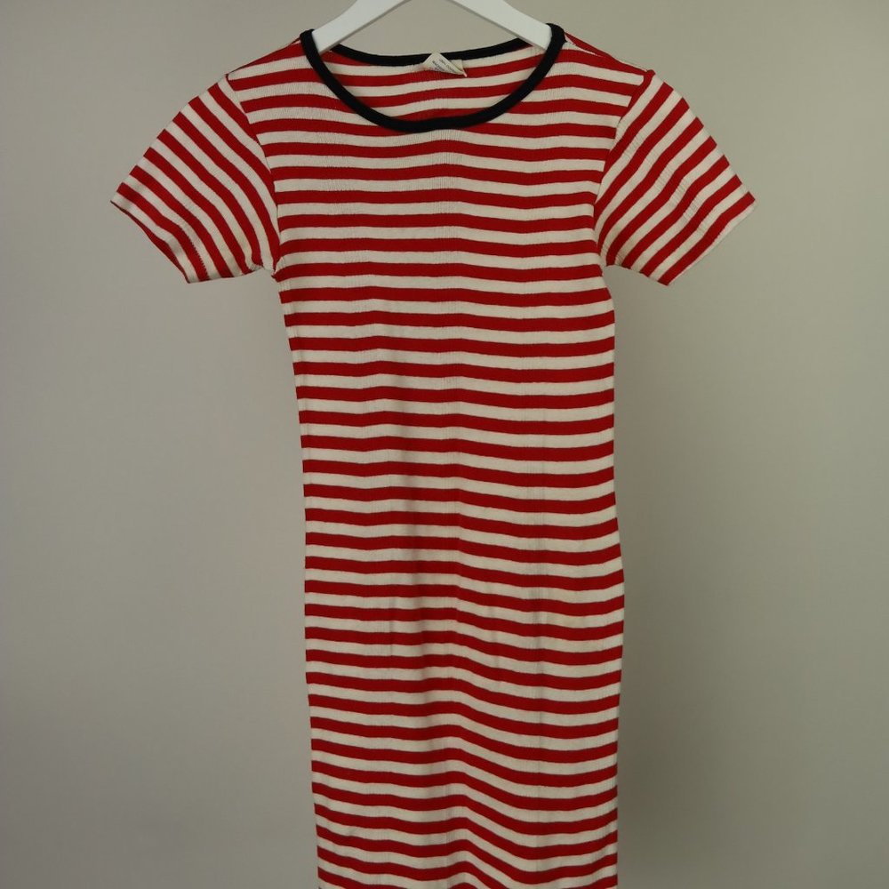 Edith A. Miller Red and White Striped Bodycon Dress